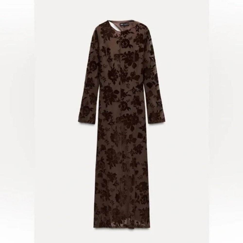 Zara Brown Floral Maxi Dress